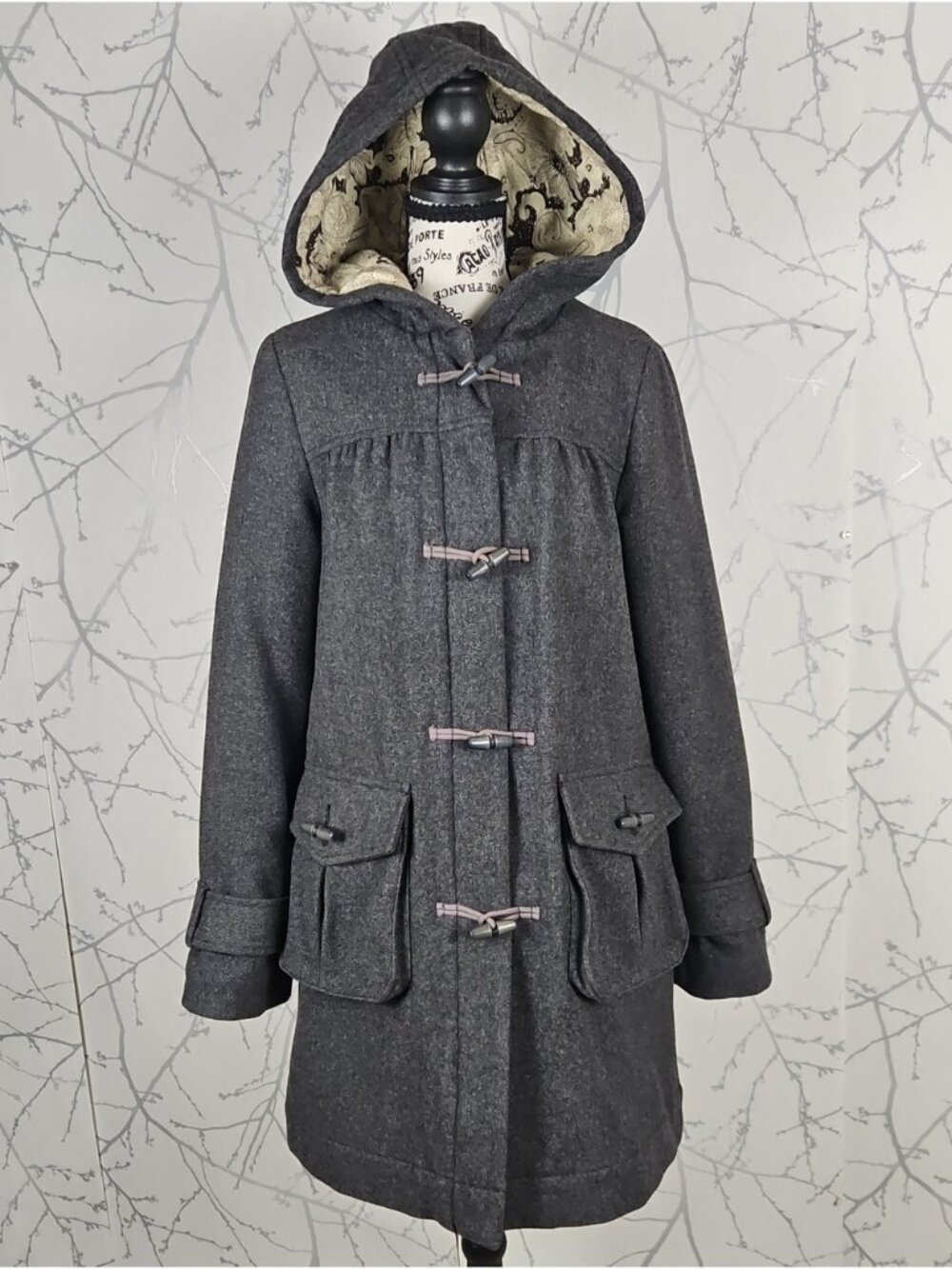 Urban Outfitters Lux Gray 90% Wool Toggle Duffle Coat